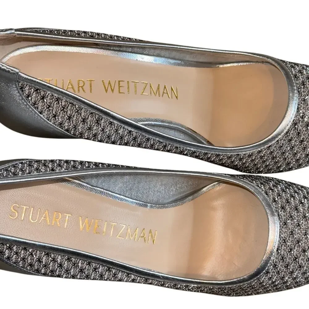 Stuart Weitzman Tasha Mesh Pumps Silver Size 10N